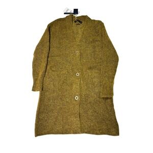 NWT Zara Knit Mustard Yellow Mohair Blend Long Cardigan Sweater Women's Size S